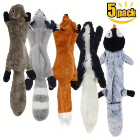 5 Pack Dog Squeaky Toys Pet Crinkle Toy No Stuffing Animals Soft Plush Dog Chew Toys For Medium And Large Dogs
