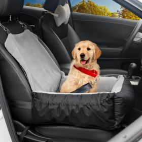 IFurffy Dog Car Seat, Pet Car Seat With Storage Pockets And Clip-On Safety Leash, Washable Coral Fleece Dog Booster Seat For Small Medium Dogs, S (Option: Gray)