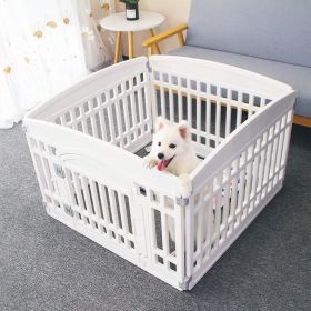 Pet Playpen Foldable Gate for Dogs Heavy Plastic Puppy Exercise Pen with Door Portable Indoor Outdoor Small Pets Fence Puppies Folding Cage 4 Pan (Color: White)