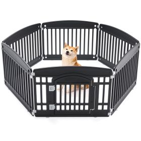 Dog Playpen Adjustable Folding Portable Pet Fence for Small to Medium Dogs Indoor Outdoor Use,6-Panel,black (Color: as Pic)