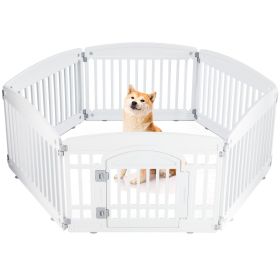 Dog Playpen Adjustable Folding Portable Pet Fence for Small to Medium Dogs Indoor Outdoor Use,6-Panel,White (Color: as Pic)