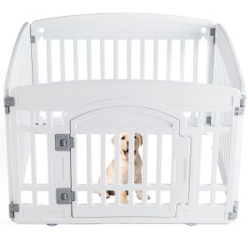 Dog Playpen Adjustable Folding Portable Pet Fence for Small to Medium Dogs Indoor Outdoor Use,4-Panel,White (Color: as Pic)
