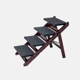 Wooden Dog Stairs/Steps - Foldable 4 Levels Pet Stairs & Ramp Perfect for Beds and Cars - Portable Dog/Cat Ladder Up to 110 Pounds (Main Color: Acacia Wood, Main Material: Acacia Wood)